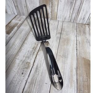 All-Clad Slotted Turner Spatula Stainless Steel Handle Black Nylon Head T134